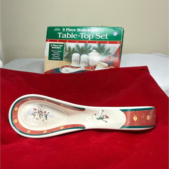 CIB Royal Seasons 5-Piece Stoneware Table-Top Set With Snowman Design Vintage - Picture 7 of 8